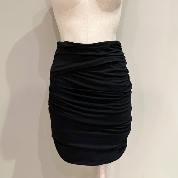 Max Studio Ruched Black Skirt Womens Size M Slim Fitting - Picture 2 of 6